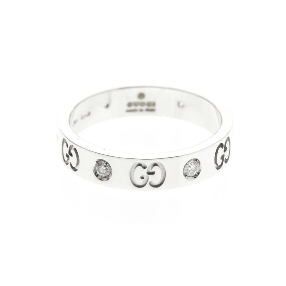 Gucci Icon Ring Diamond White Gold (18K) Fashion Diamond Band Ring Silver